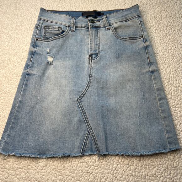 Lucky and Blessed Dresses & Skirts - Lucky and Blessed Distressed Womans Denim Skirt 4